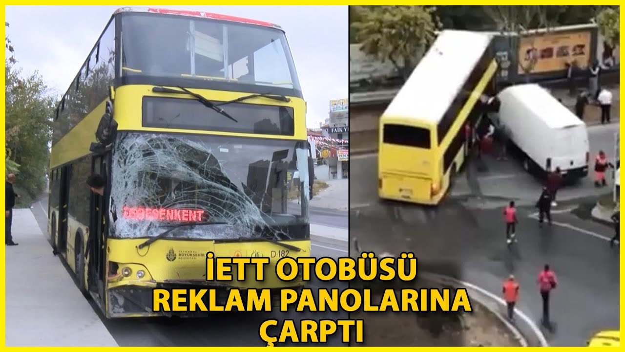 Başakşehir'de Reklam Panolarına Çarpan İETT Otobüsünün Şoförü Yaralandı