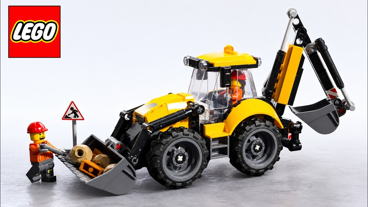 Yellow Backhoe Loader Speed Build - LEGO City 60480 ASMR
