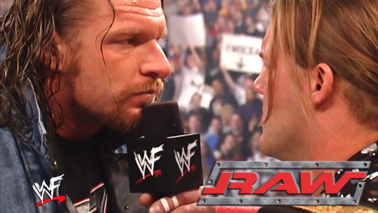 Triple H, Chris Jericho, & Kurt Angle Confrontation (The Rock Helps HHH) Part 1 - Monday Night RAW!