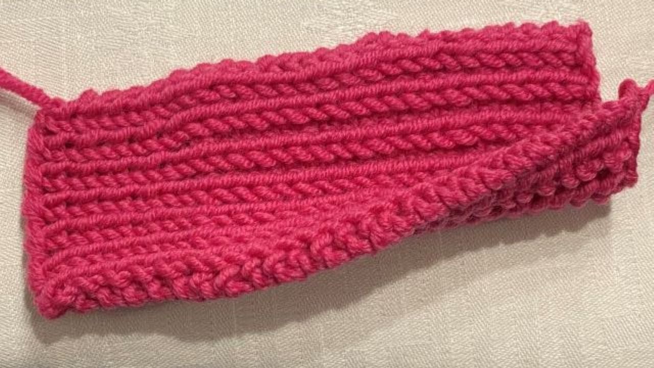 Perlrand stricken mit Halbpatent