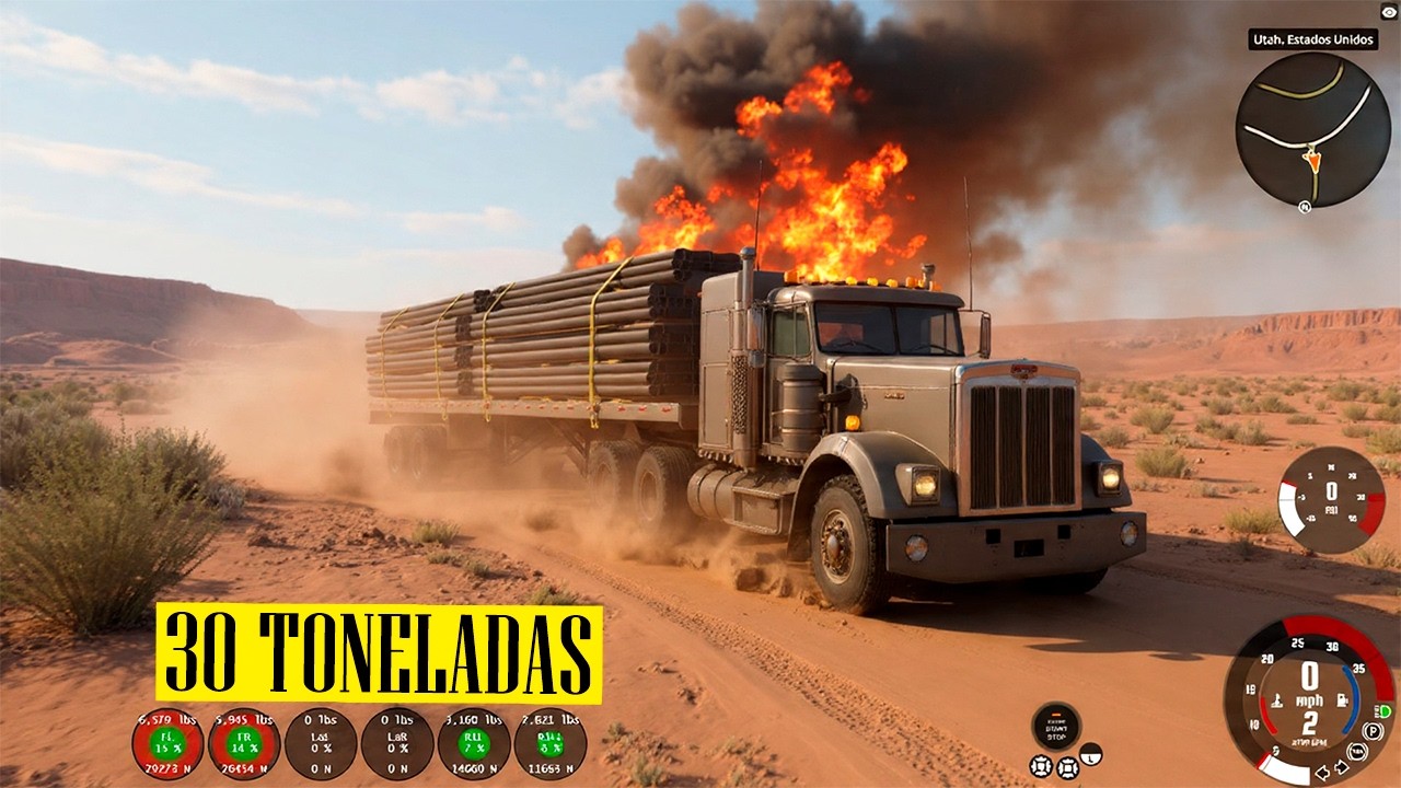 “Transportando 40 TONELADAS por el desierto… ¿Sobrevivirá?” #beamngdrive