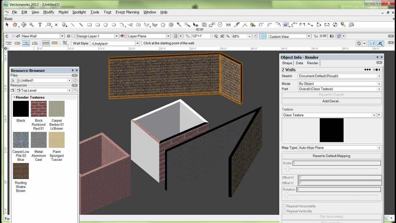 Textures on Walls in VectorWorks.wmv