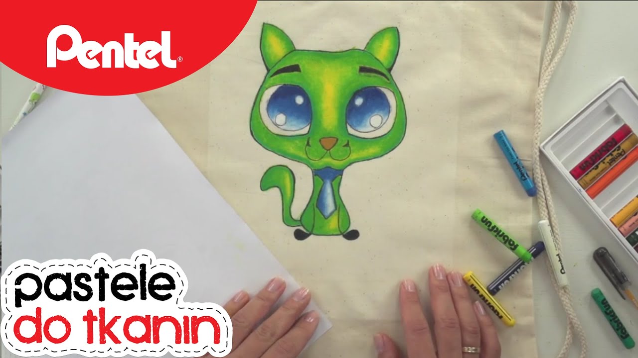 Kot zielony - Pastele do tkanin | Pentel