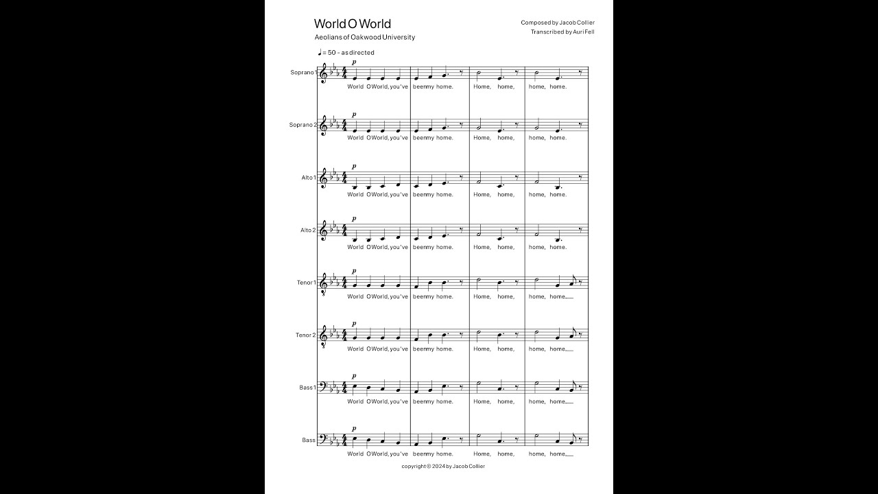 Jacob Collier - World O World | Transcribed by Auri Fell