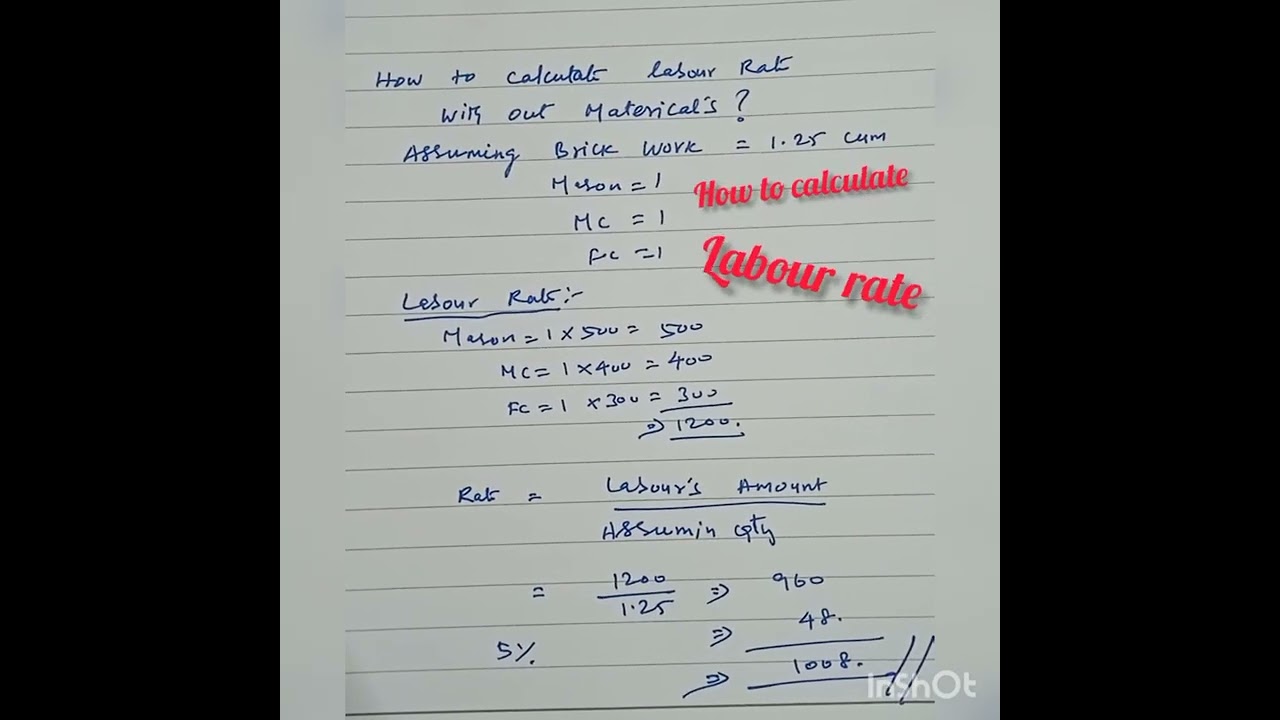 how to calculate labour rate with out materials for brick work