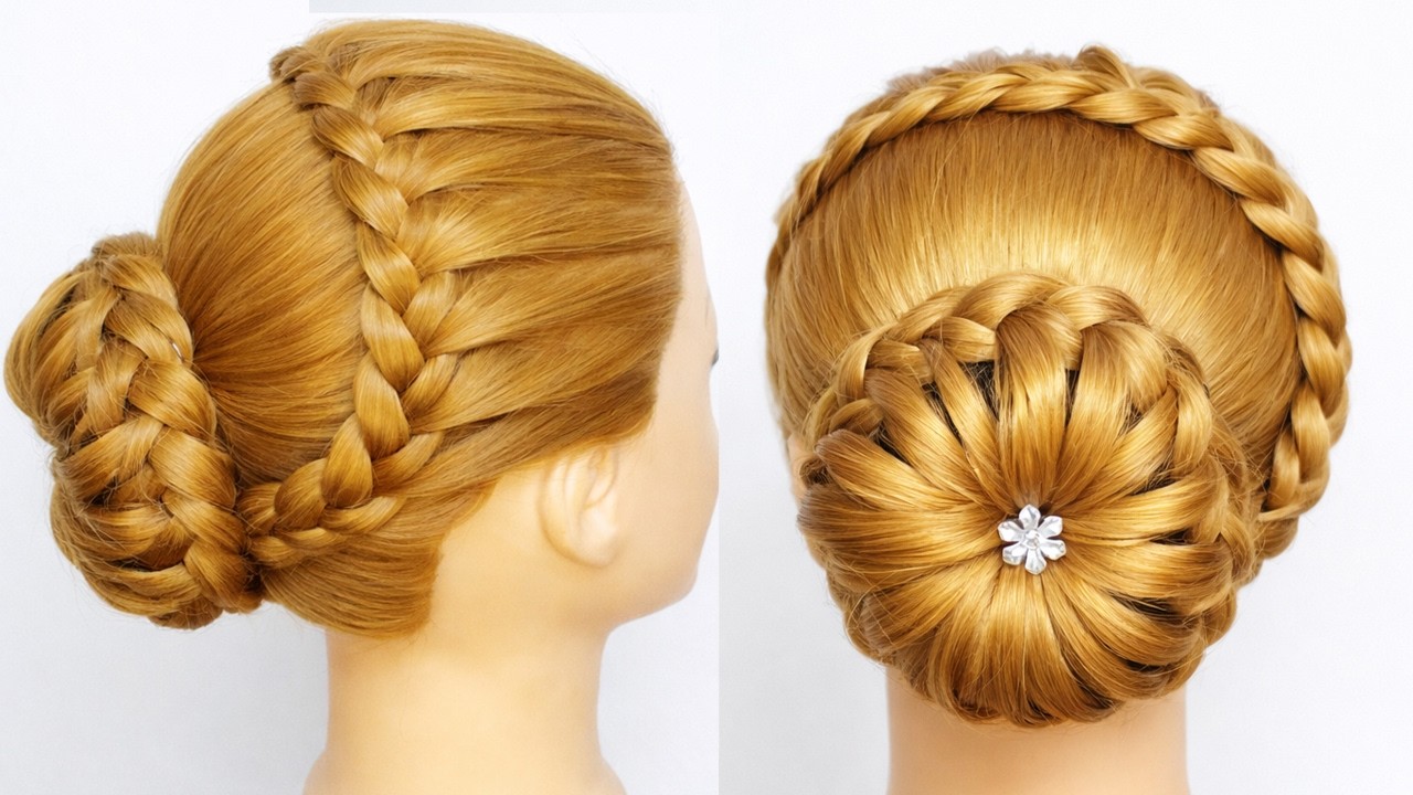 Beautiful Flower Bun Hairstyle for Girls 🌸 Bridal & Party Hairstyle for Long Hair | Wedding Updo Bun