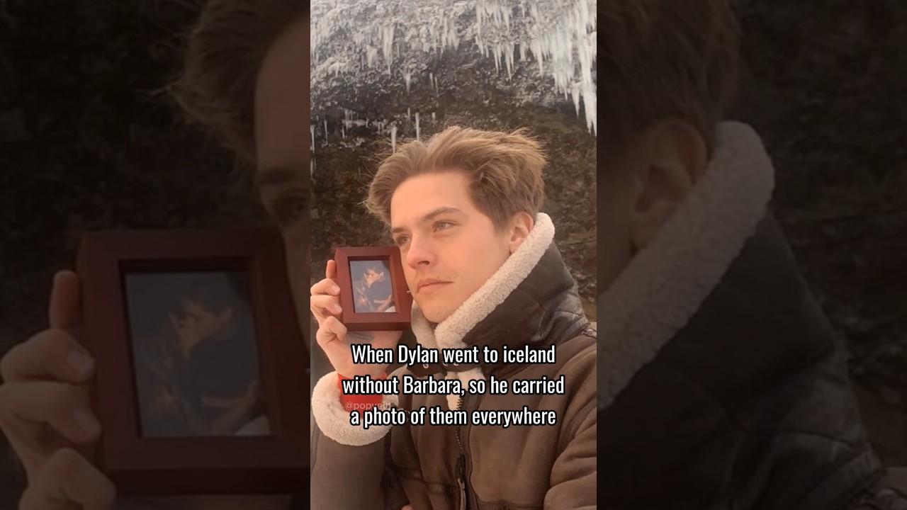 When Dylan Sprouse went to iceland without Barbara Palvin so he carried a photo of them everywhere 🩷
