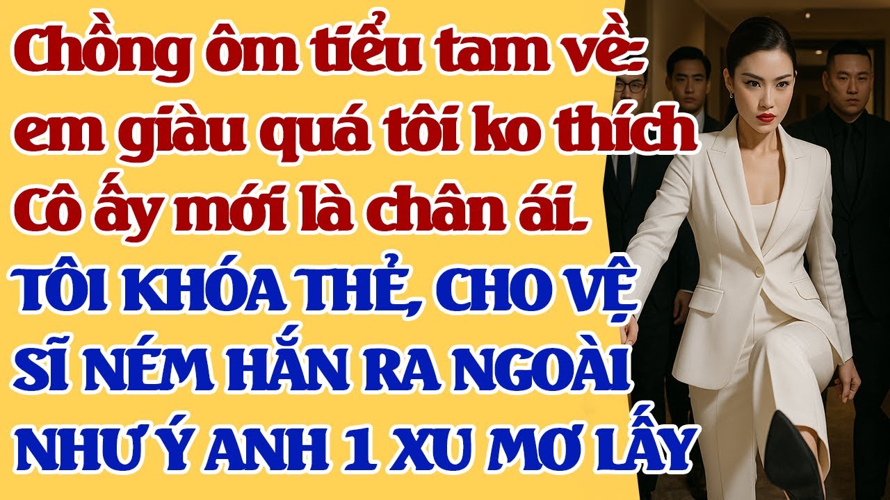 Chồng ôm tiểu tam về: em giàu quá tôi ko thích.TÔI KHÓA THẺ, V.SĨ NÉM HẮN RA NGOÀI,NHƯ Ý ANH KO 1 XU