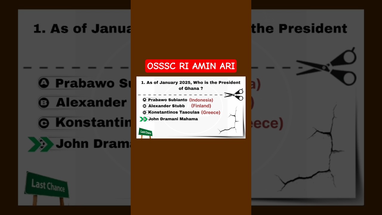 OSSSC RI ICDS ARI AMIN & SFS | Main Exam | GK GS | Current Affairs 2025