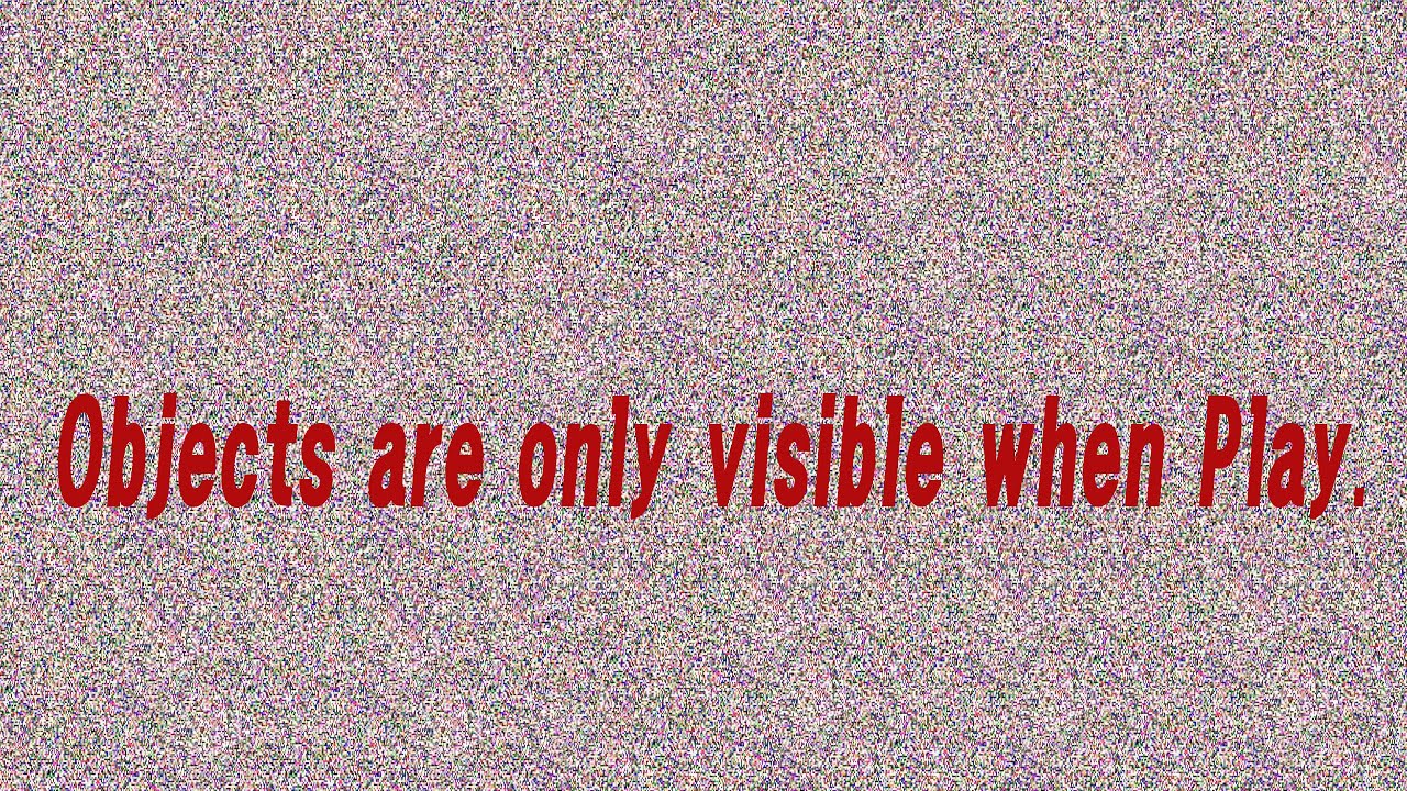 A strange video where objects disappear when you stop the video. Objects are only visible when Play.