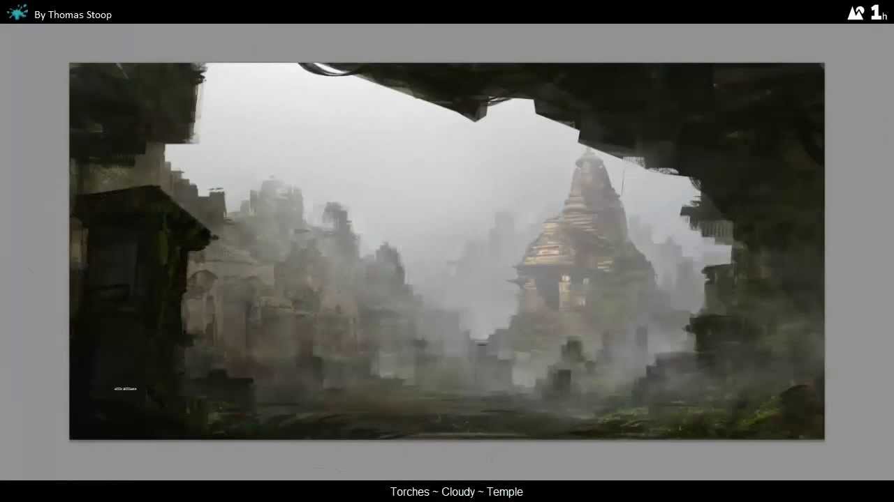 Concept Art Session by Thomas Stoop - 1h Digital Painting - Cloudy Temple