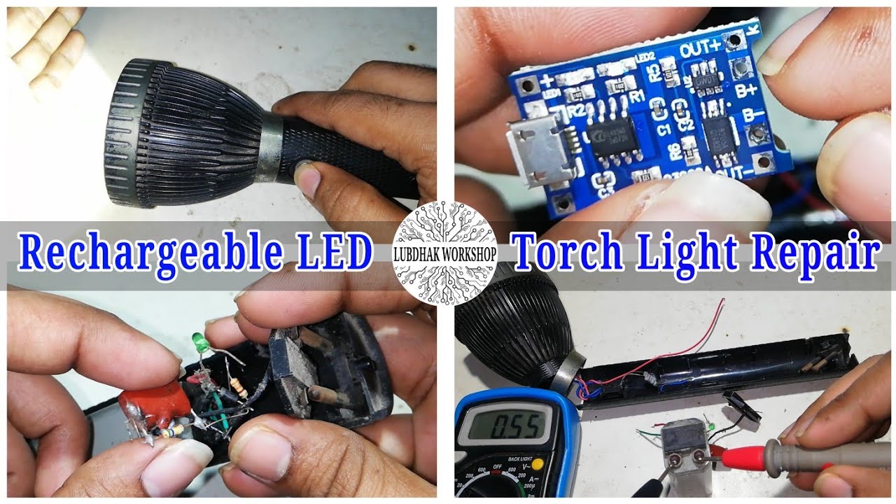 LED Torch Light Repair || LED Torch Light Charging Problem || Rechargeable Torch Light Making