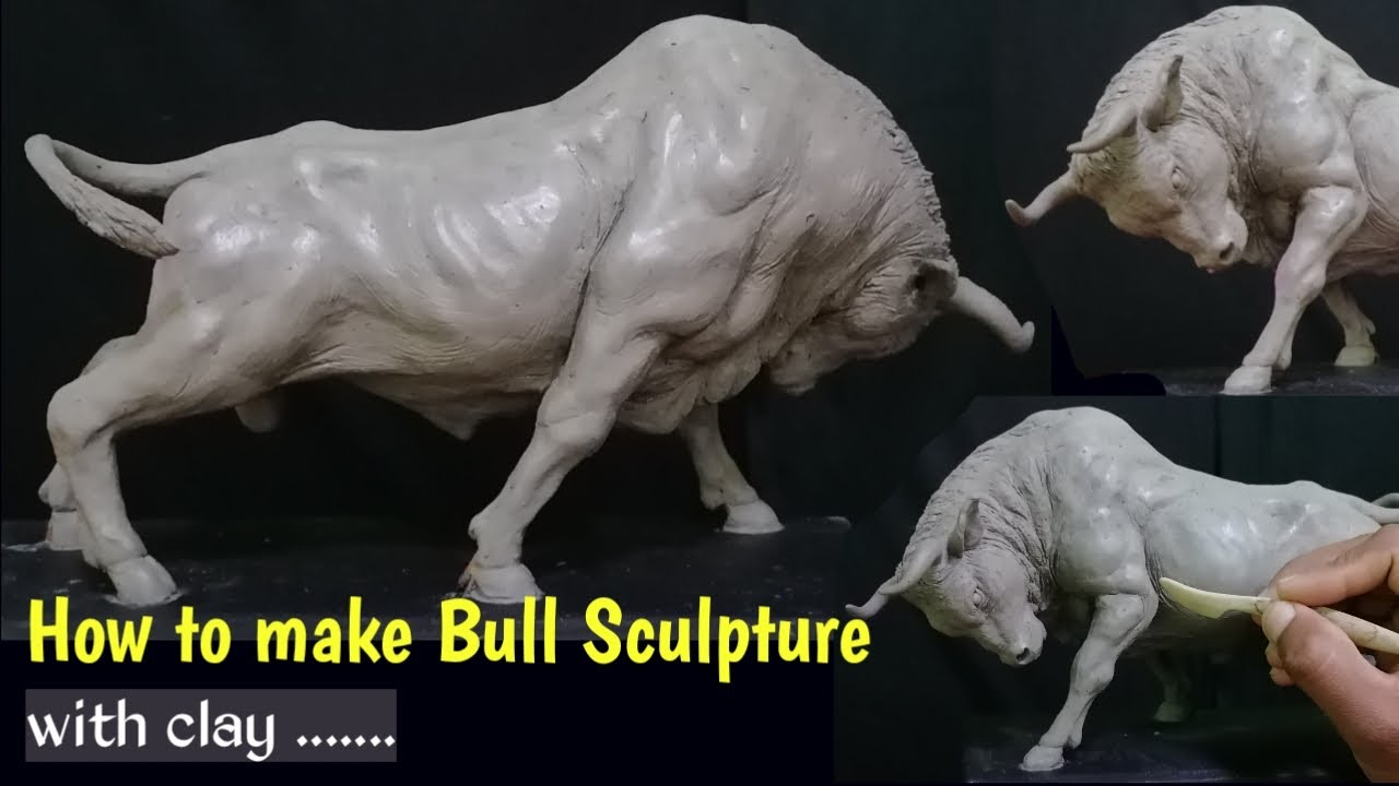 How to make Realistic bull with clay | Angry bull sculpture | clay bull make | animal sculpture