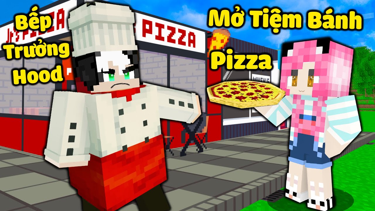MỀU THỬ TH&Aacute;CH 24 GIỜ CHẾ TẠO B&Aacute;NH PIZZA TRONG MINECRAFT*1 NG&Agrave;Y REDHOOD L&Agrave;M PHỤC VỤ TIỆM B&Aacute;N PIZZA PE