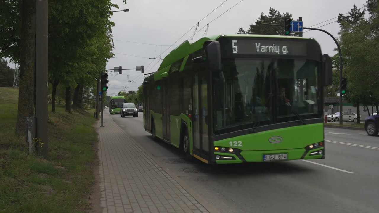 Lithuania, Kaunas, trolleybus 5 ride from Elektros tinklai to Panerių g.