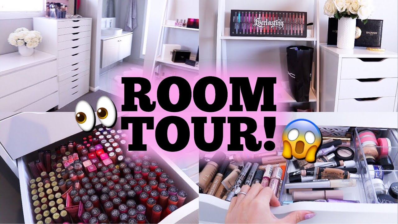 BEAUTY ROOM TOUR + MY FULL MAKEUP COLLECTION!!!