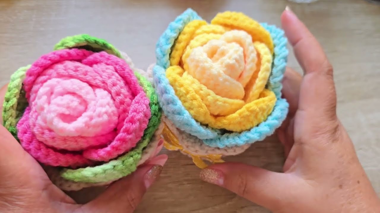 COMO HACER SET DE ROSAS 🌹 DE 💟 CORAZÓN A CROCHET 
