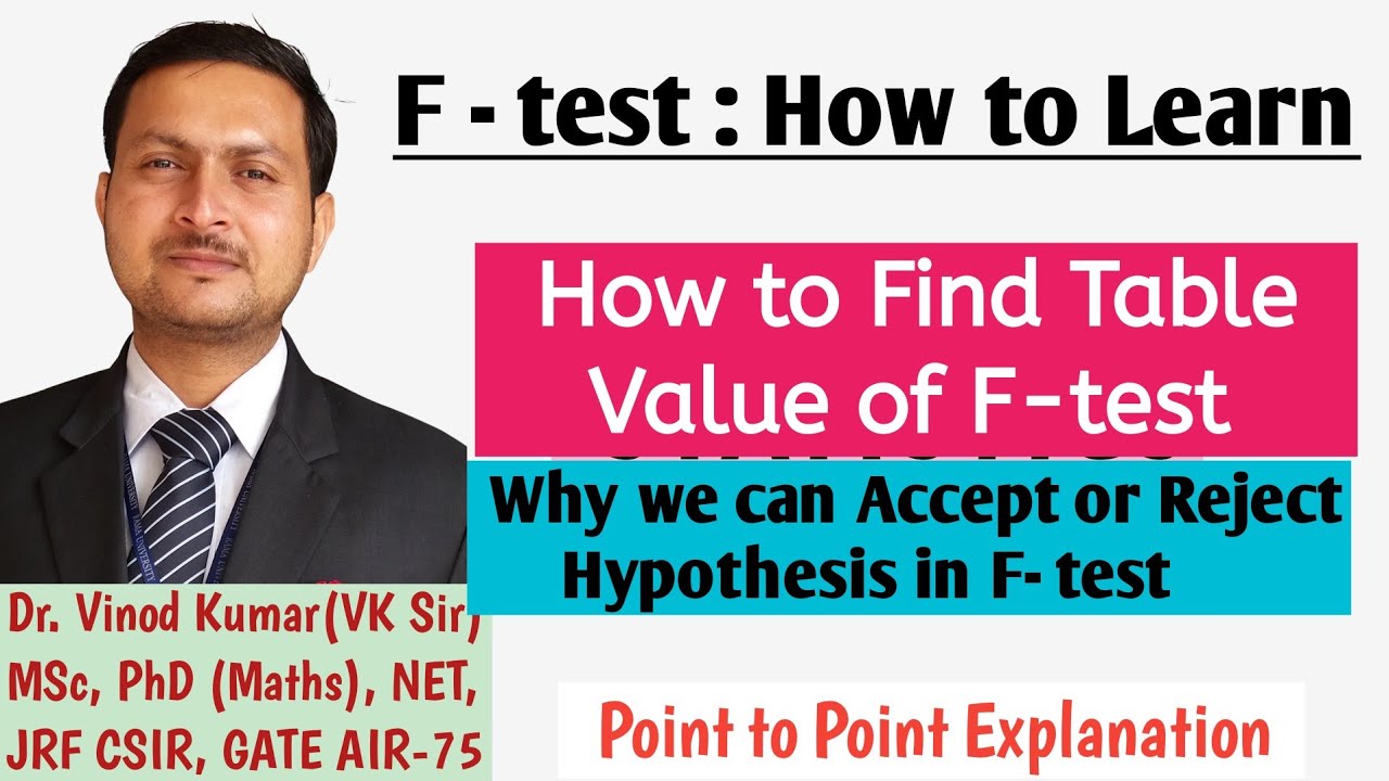 F- Test | How to learn Formula of F- Test | How to find Table value of F- Test | Tricks | Statistics