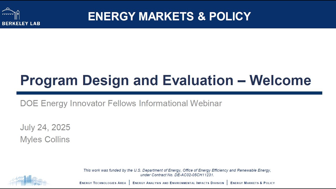DOE Energy Innovator Fellows Informational Webinar: Program Design and Evaluation