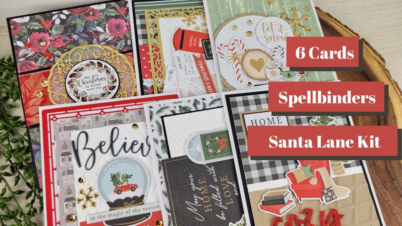 6 Cards 1 Kit Spellbinders Santa Lane plus 3D Embossing Folders