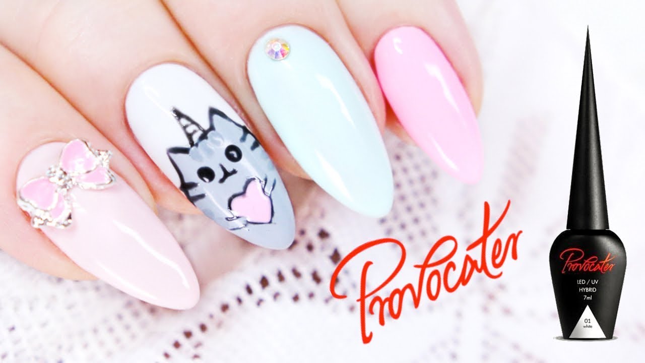 Hybrydy Provocater - Wiosenny Manicure i Unicorn Pusheen * Malowanie hybrydami vs żelami * Candymona