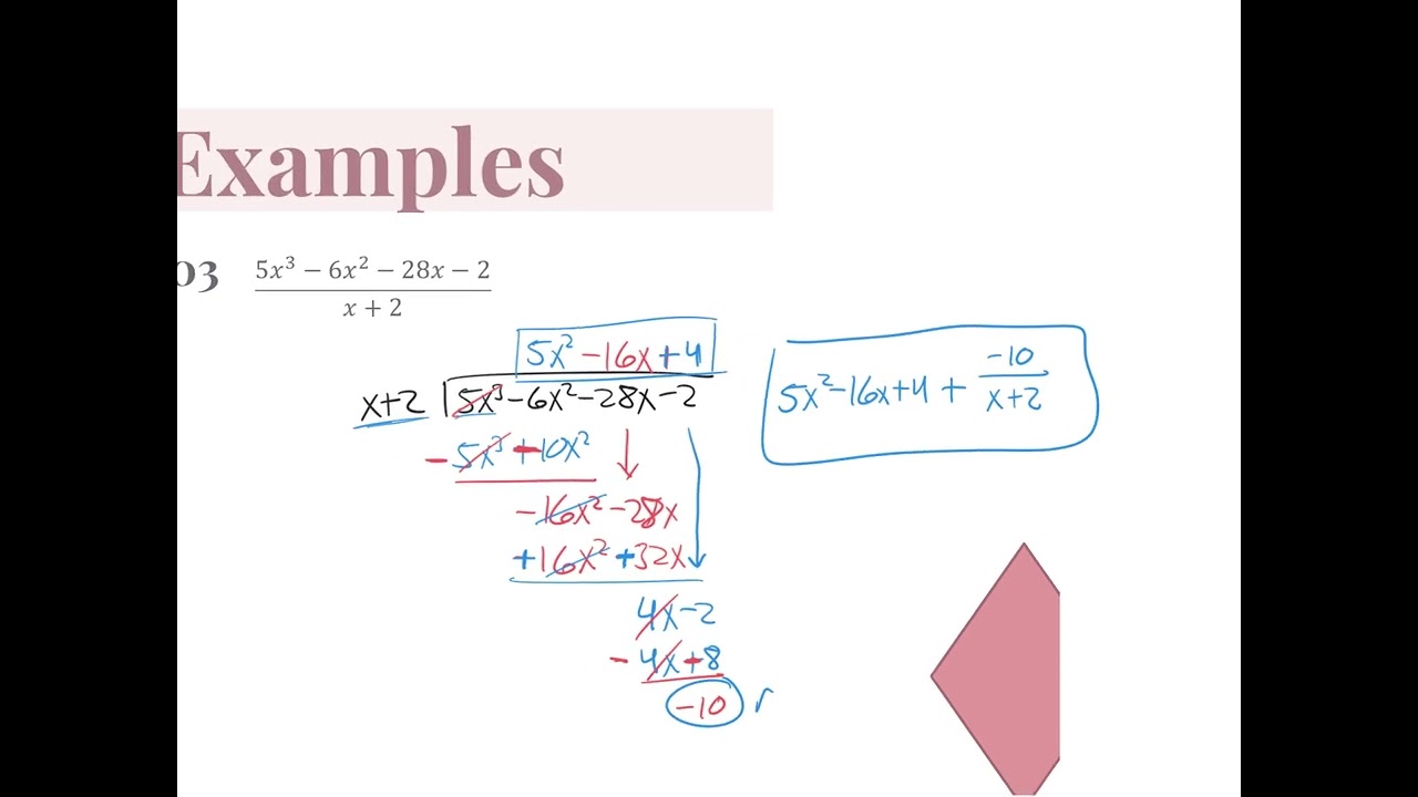 Algebra II - Chapter 3.3abc - Long and Synthetic Division + Applications