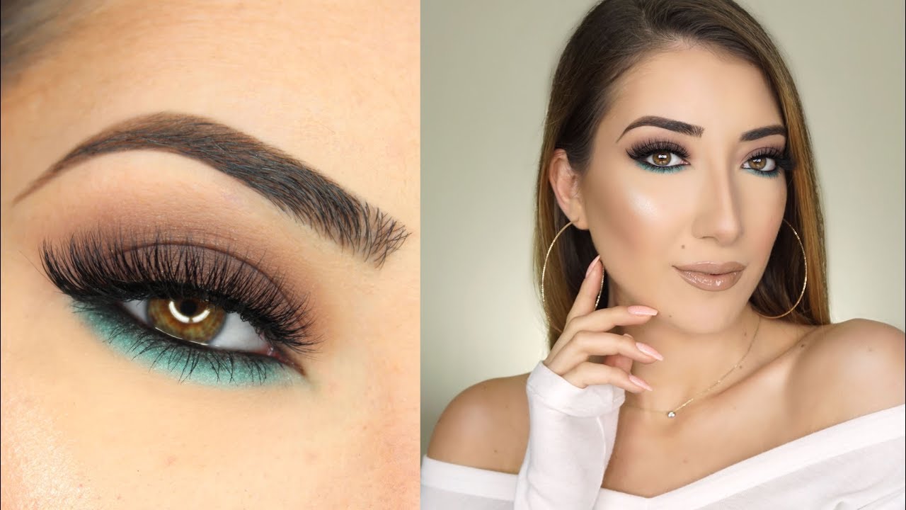 Brown and Turquoise Smokey Eye Makeup Tutorial