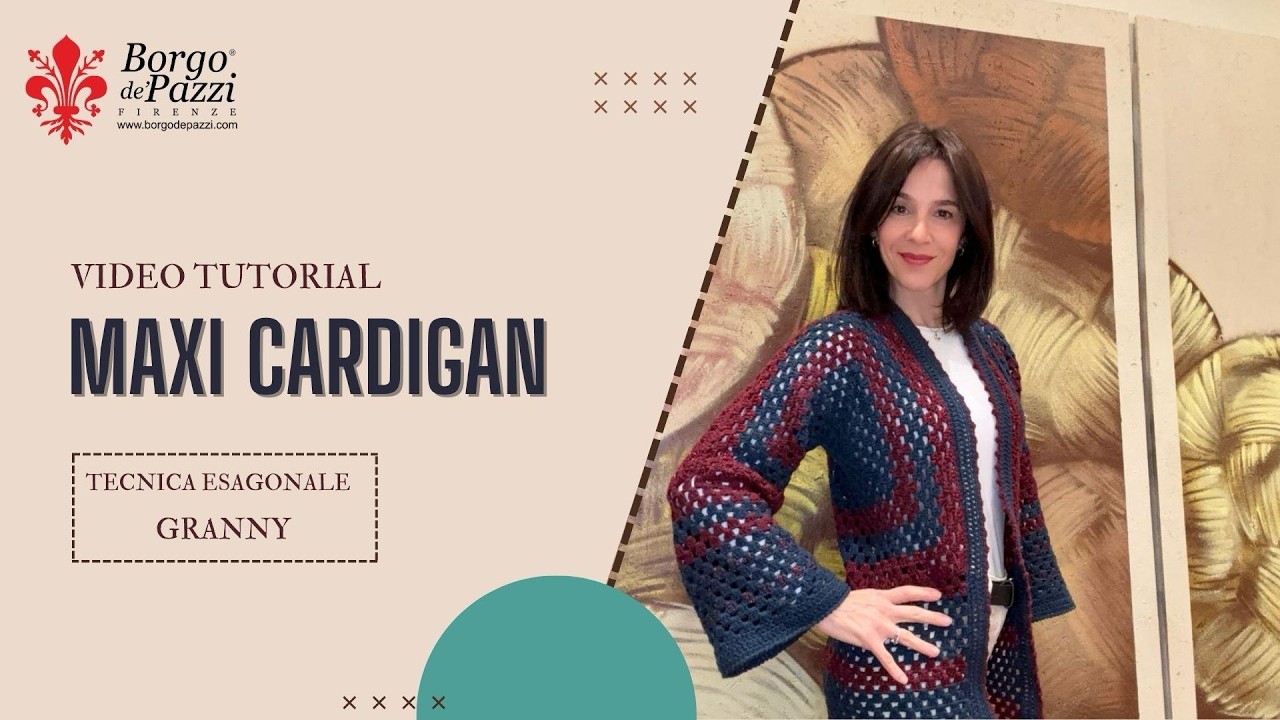 Maxi cardigan realizzato con tecnica esagonale punto granny @frainodi.crochet