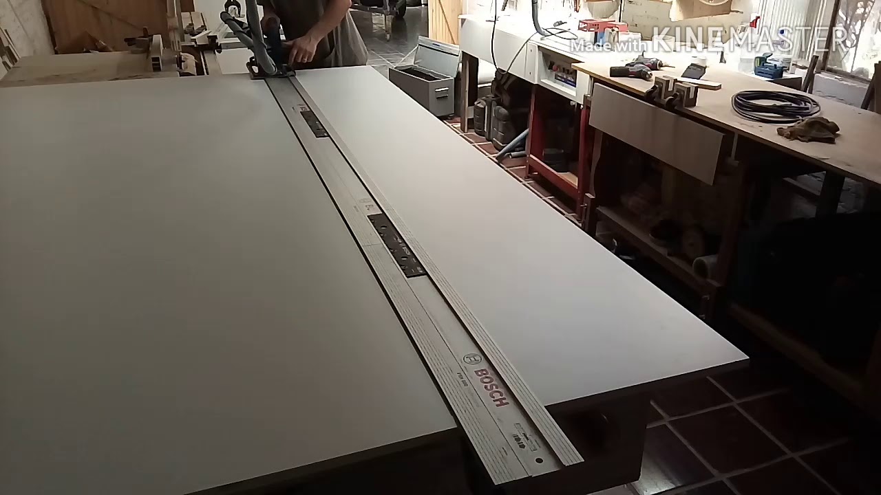 SERRA NOS TRILHOS CORTANDO CHAPA DE MDF EM 5 MINUTOS