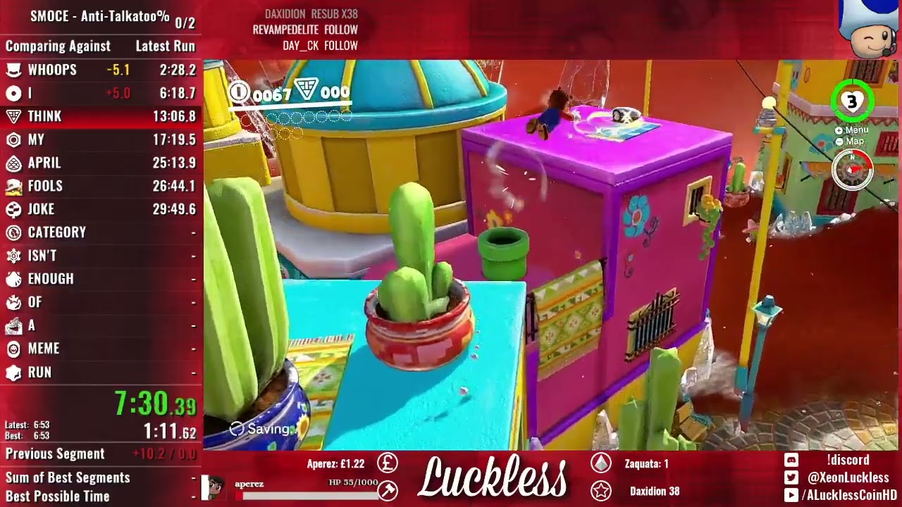 Super Mario Odyssey Anti-Talkatoo Any% Speedrun in 1:20:46 (Current PB from 2023) [v1.3]