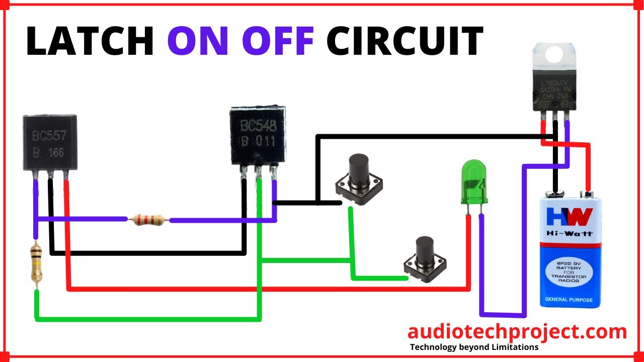 Latch circuits using BC547,BC548,BC557 transistor |Latch On Off Circuit| Simple Latch Circuit |