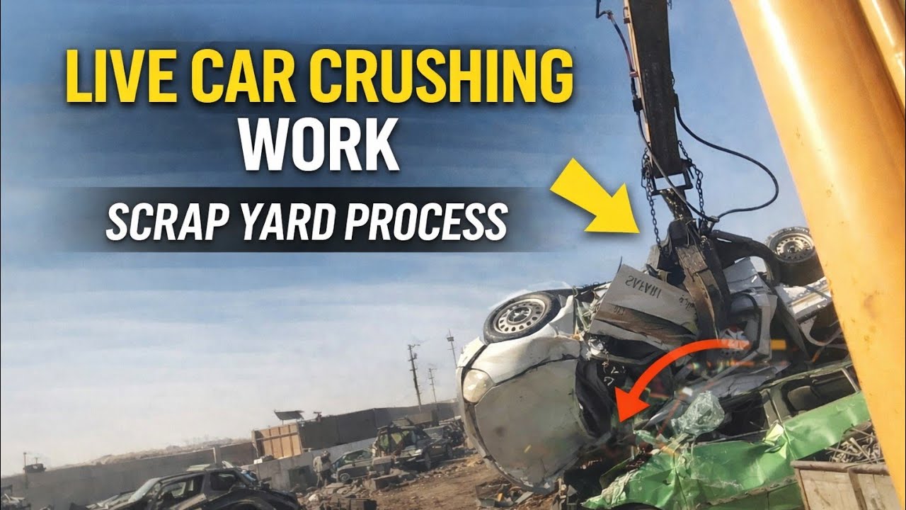 Car Crushing with Heavy Machine | Scrap Yard Full Process | Real Work Video.