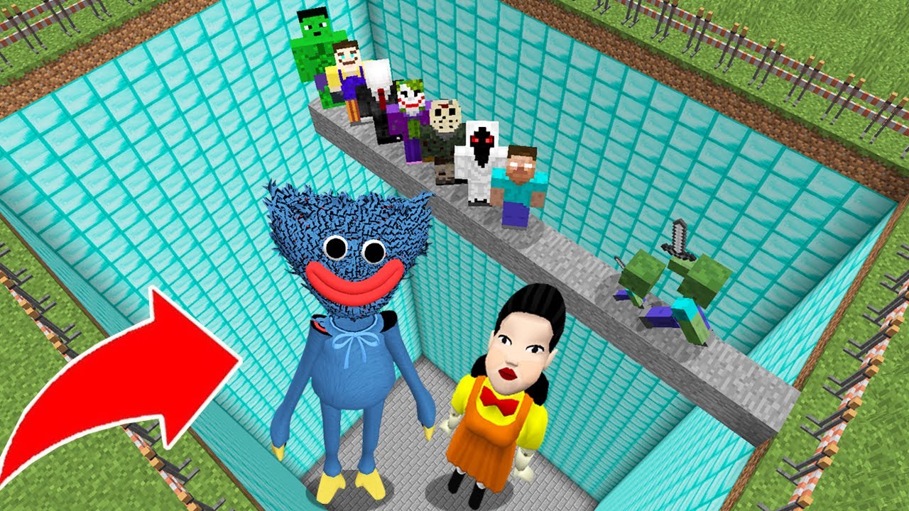ÖLÜRSEN HUGGY WUGGY VE SQUİD GAME ÇUKURUNA DÜŞERSİN 😱 - Minecraft