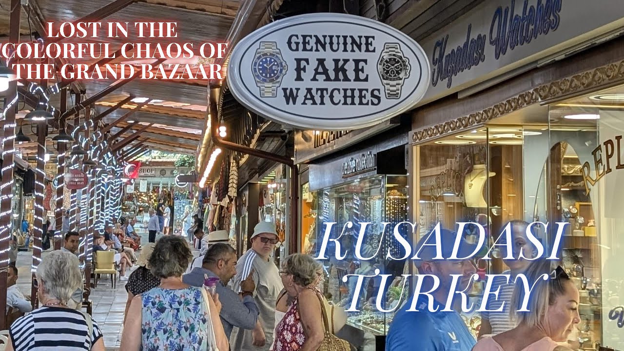Walking around the Grand Bazaar Kusadasi Turkey