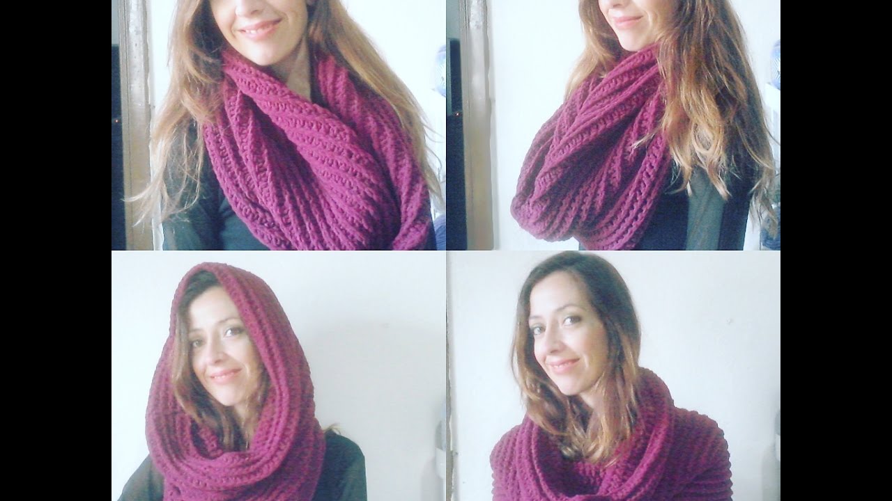 Maxi Gola ou Touca Gola em croche / Crochet hooded infinity scarf