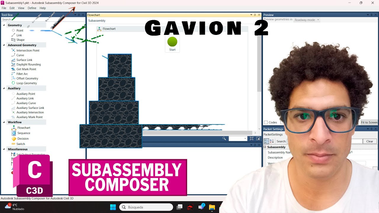 Subassembly de 3 Gaviones - Subassembly Composer y Civil 3D 2024