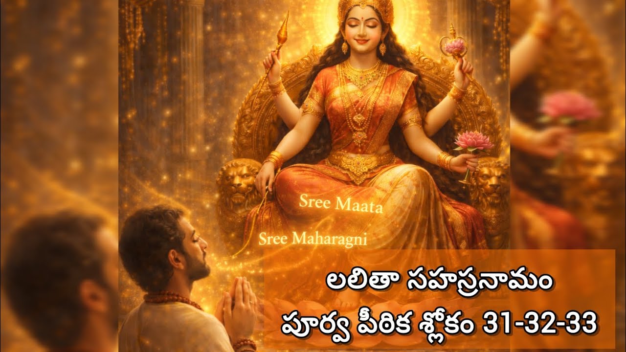 లలితా సహస్రనామం పూర్వ పీఠిక శ్లోకం - 31-32-33