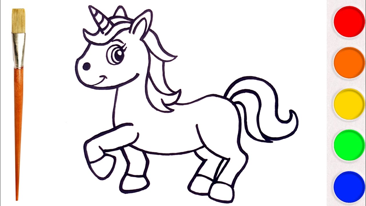 Unicorn drawing, coloring, painting for kids and toddlers step by step 🦄🎨🖌 How to draw easy