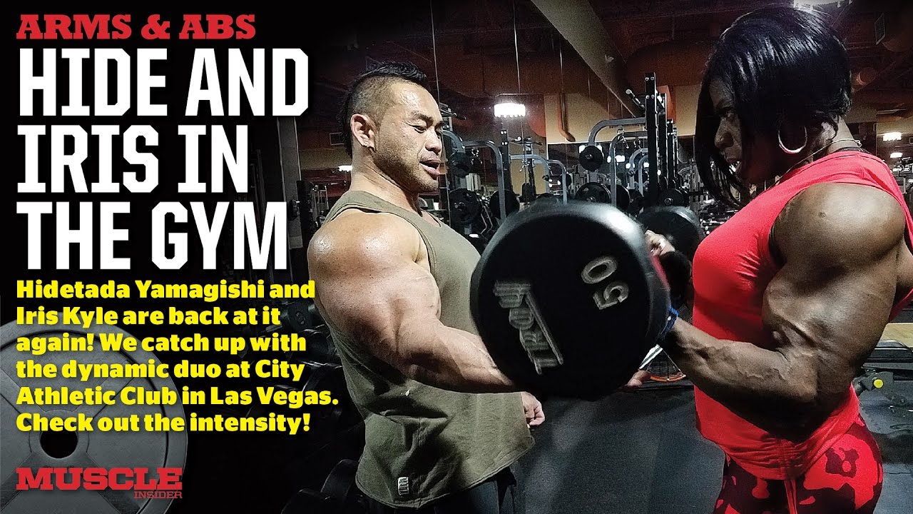 Hide Yamagishi and Iris Kyle train arms and abs