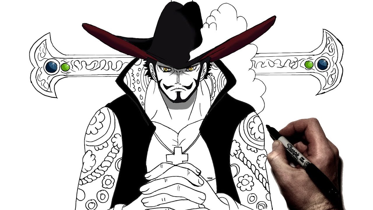 How to Draw Dracule Mihawk | Step by Step | One piece