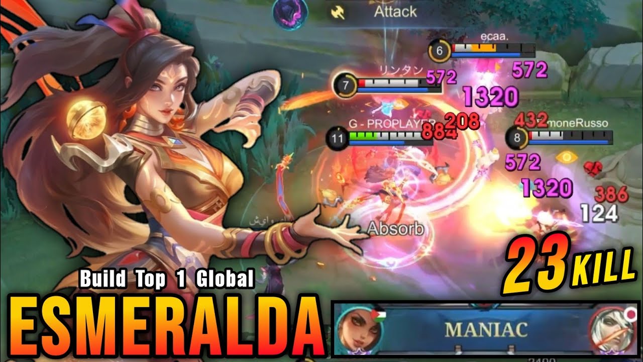 23 Kills + MANIAC!! Jungler META Esmeralda 100% Deadly!! - Build Top 1 Global Esmeralda ~ MLBB