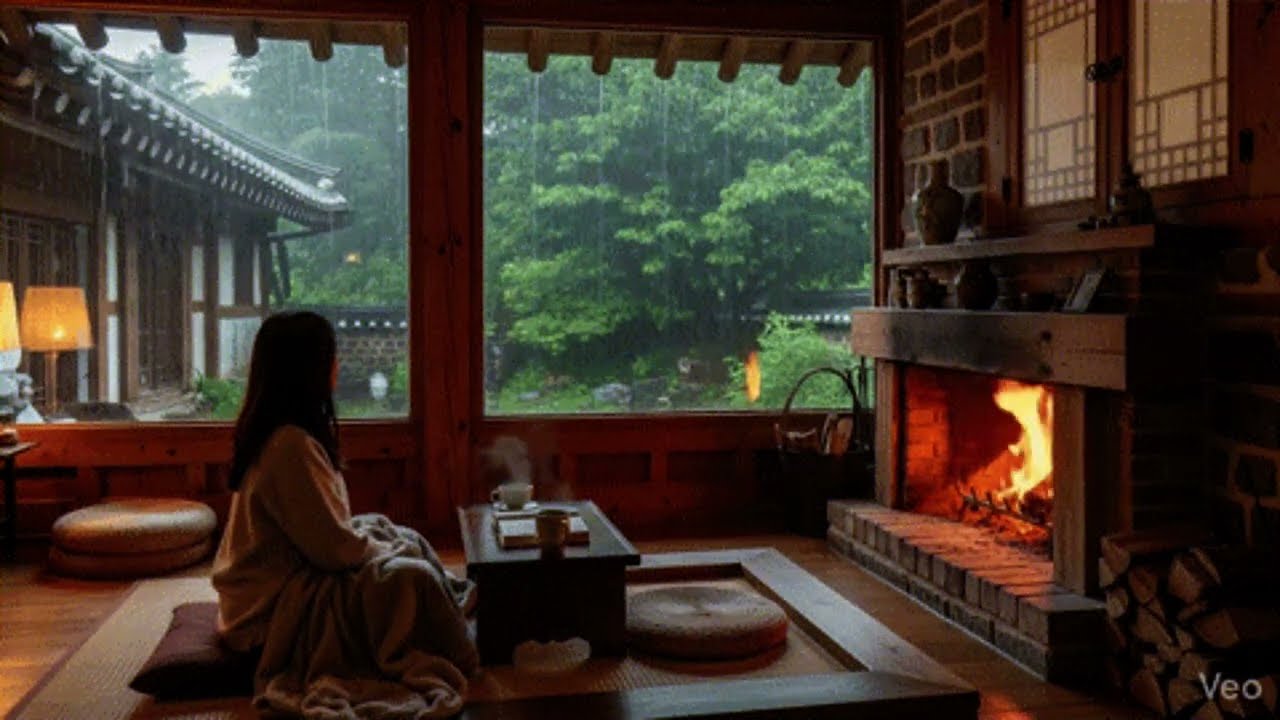  Cozy Fireplace Rain ASMR for deep Sleep 모닥불asmr 빗소리asmr