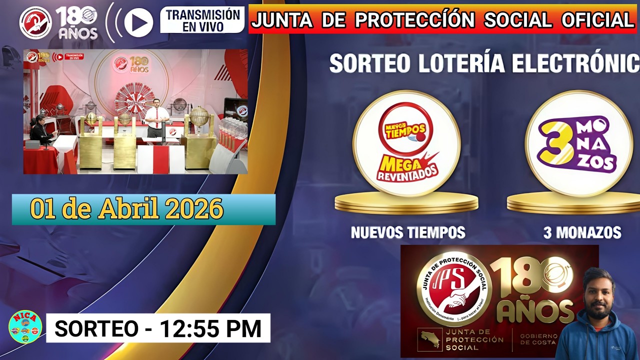 SORTEO TICA EN VIVO 12:55 PM Resultados Hoy Miercoles 01 de Abril 2026 | JPS #Tica #Nica