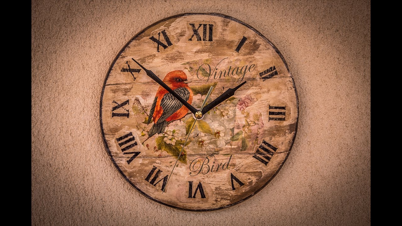 ▶️ Cómo Hacer Reloj Vintage con Madera Reciclada 💡 DIY Decoupage