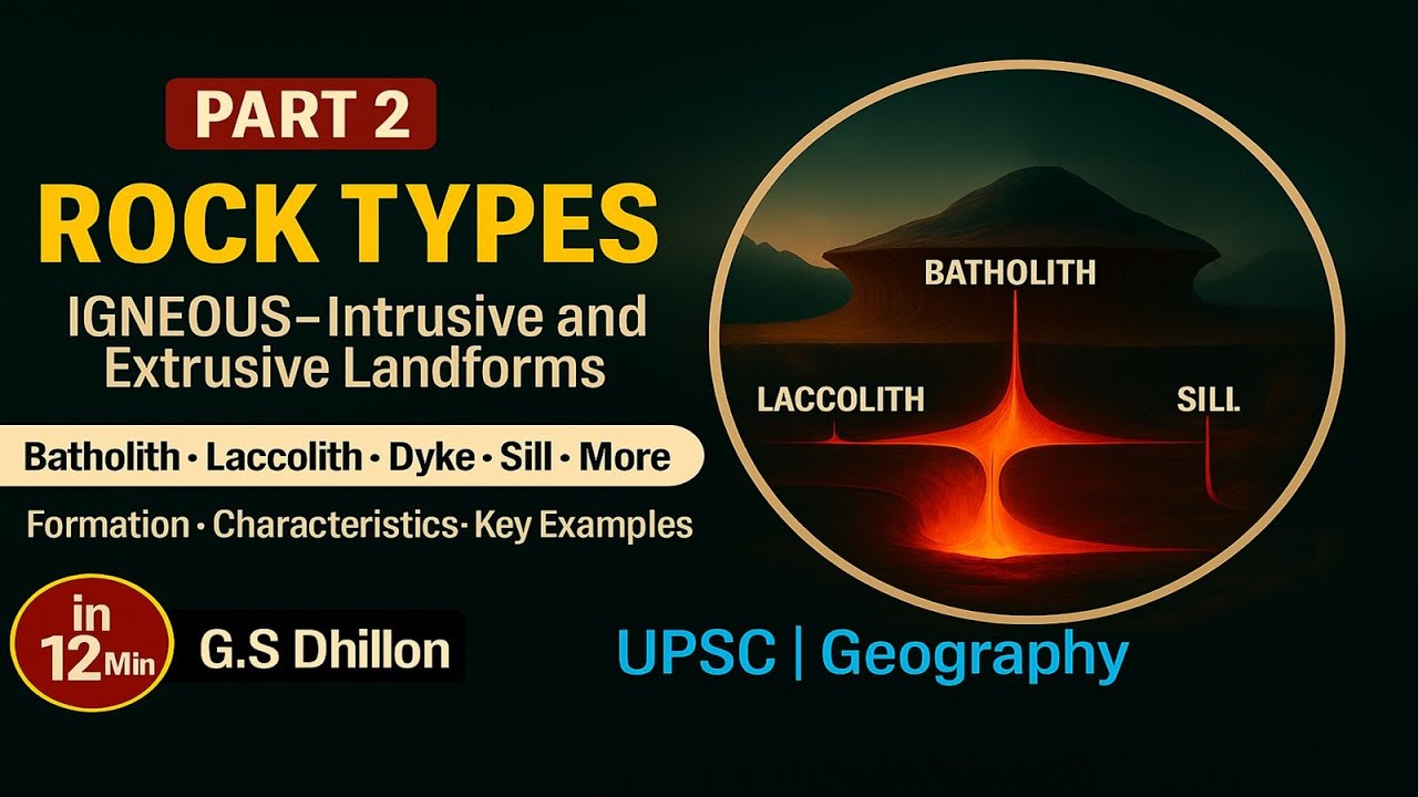 L31- Intrusive & Extrusive Igneous Rocks || Igneous Rocks & Volcano Landforms || UPSC IAS Geography