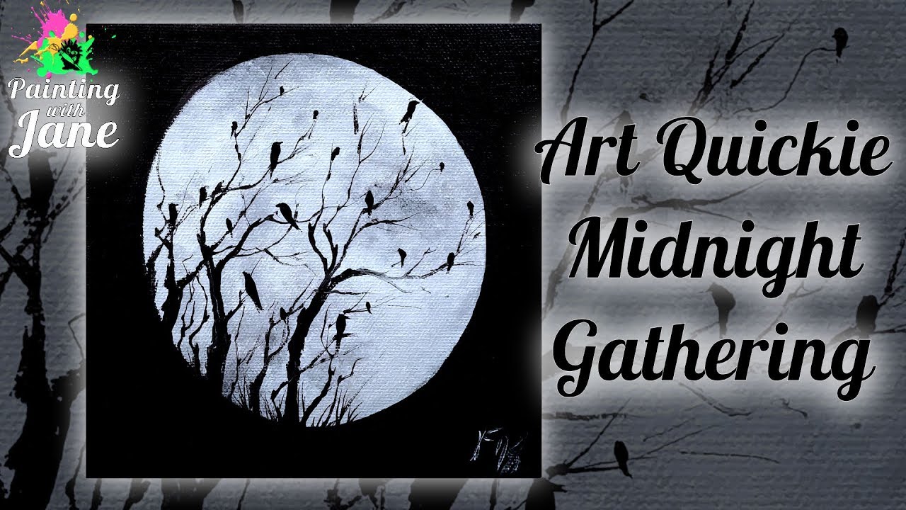 ART QUICKIE! Midnight Gathering Step by Step Acrylic Painting on Canvas for Beginners