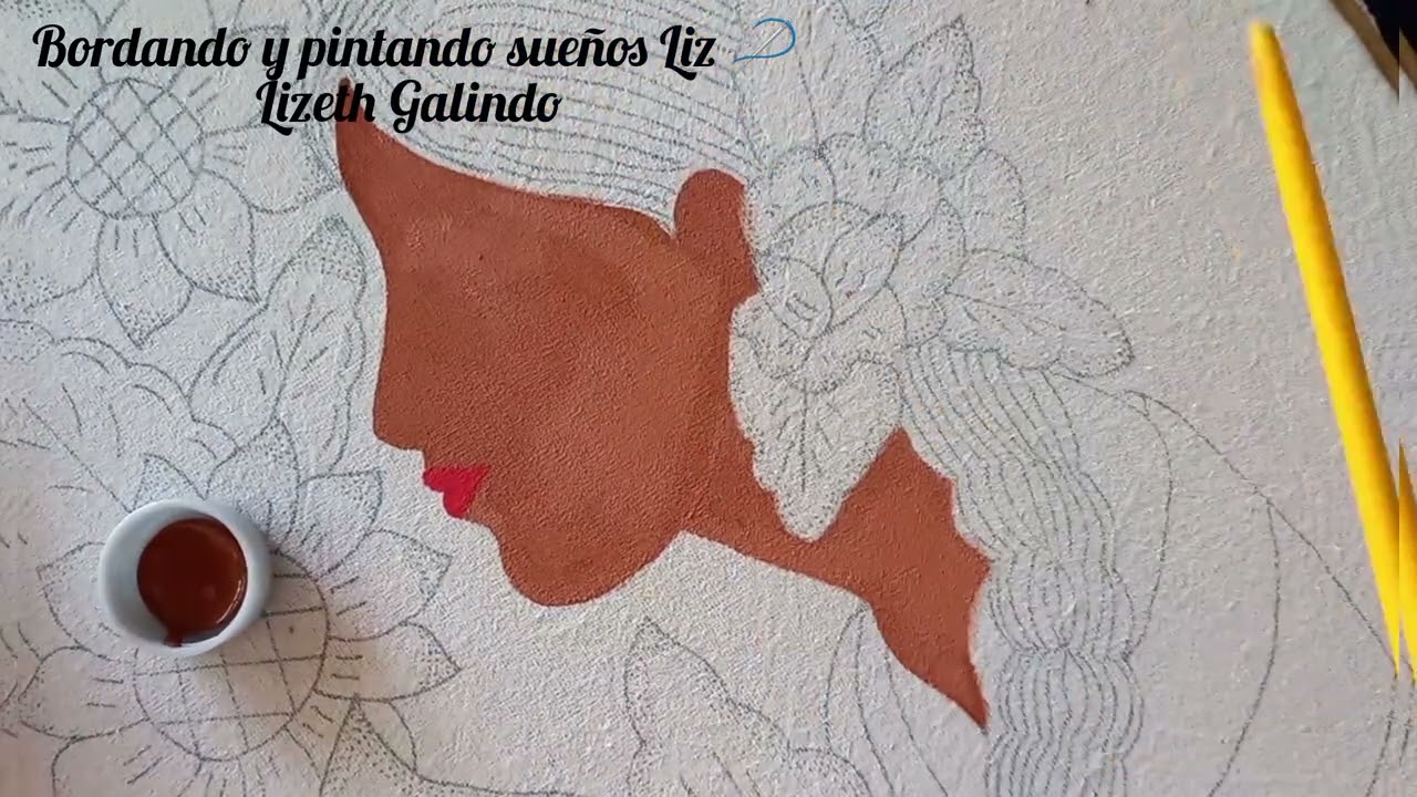 Rostro de piel morena pintado en tela 🖌️🎨
