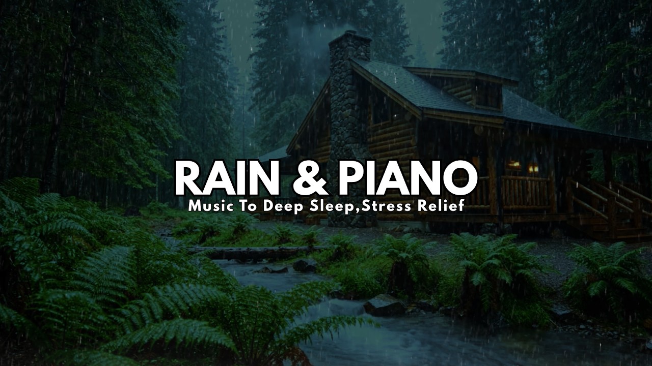 Rainy Night at a Cozy Cabin 🌧️ Relaxing Piano and Rain Sounds for Sleep
