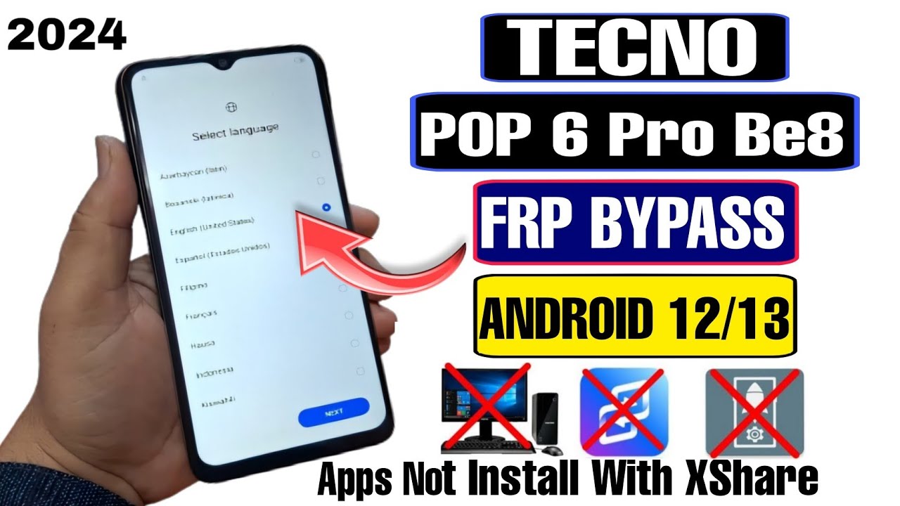 Tecno POP 6 Pro FRP Bypass 2024 | Android 12 New Solution | BE8 Google Bypass Without PC/Setting