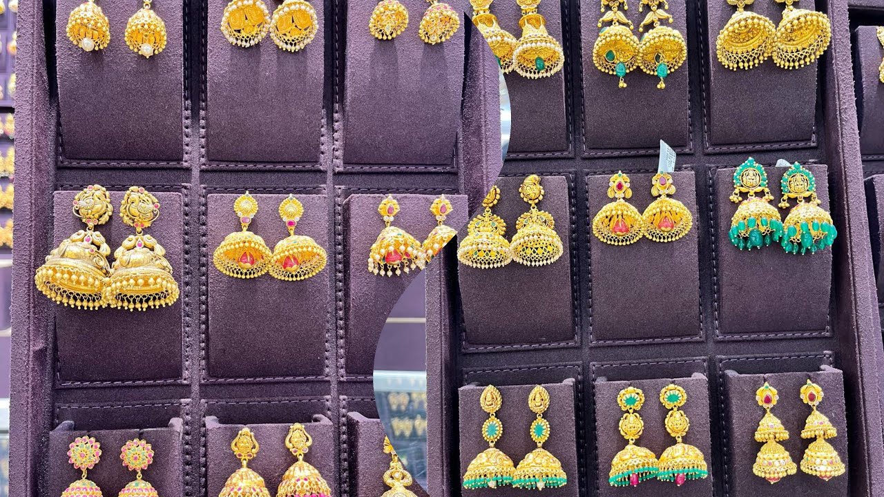 Gold Jhumkas Gold light weight buttalu weight tho saha  #svarnam 